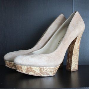 NINE WEST Vividly Platform Pump NATURAL SUEDE 10M